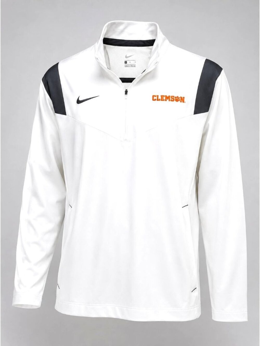 Nike Clemson Mens Large Shirt White Tigers 1/4 Zip Lightweight Pullover